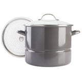 Kenmore Broadway 16-Quart Enamel on Steel Stock Pot with Steamer Insert & Tempered Glass Lid, Induction Compatible