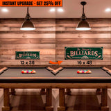 Upgrade Your 12x36 Inches 'Neighborhood Pool Hall Billiards Sign' Canvas To 16x48 Inches