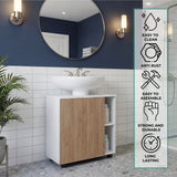 Pascuale Two Side Shelves Under Sink Cabinet with One Door, Cut-Out Back, Compact 22” Freestanding Bathroom Storage, Minimalist Design for Small Spaces, Ideal for Guest Bathrooms or Powder Rooms