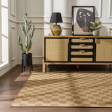 Kuval Checkered Brown Outdoor Rug