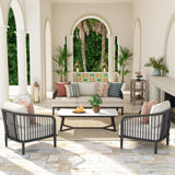 Asheville 4-Piece Aluminum Patio Deep Sofa Set With Sintered Stone Tables