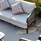 Asheville 4-Piece Aluminum Patio Swivel Seating Set With Sintered Stone Tables