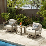 PEAKHOME Harmonti Patio 3-Piece Aluminum Swivel Conversation Set With Side Table