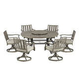 Azur Patio Round 60" Dining Set With Removable Lazy Susan And Sunbrella® Cushions