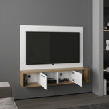 Vance 56" Wide Floating Entertainment Center with Two Cabinets, Four Open Shelves, Wall-Mounted TV Console with Cable Management, Modern Floating Media Unit for Living Room Organization