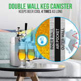 Homebrew Double Wall Mini Keg Beer Dispenser - 128 Oz. Double Wall Mini Keg With Cap Spear, Metal Tap Co2 Aluminum Regulator System