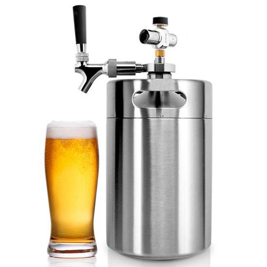 Homebrew Double Wall Mini Keg Beer Dispenser - 128 Oz. Double Wall Mini Keg With Cap Spear, Metal Tap Co2 Aluminum Regulator System