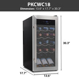 Wine Chilling Refrigerator Cellar - Digital Touch Button Control With Air Tight Seal, Contains Placement For Standing Bottles (18 Bottle Storage Capacity)