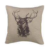 Elk Bust Burlap Throw Pillow, 18x18