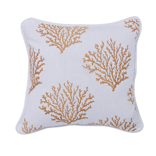 Catalina Saffron Coral Embroidered Throw Pillow
