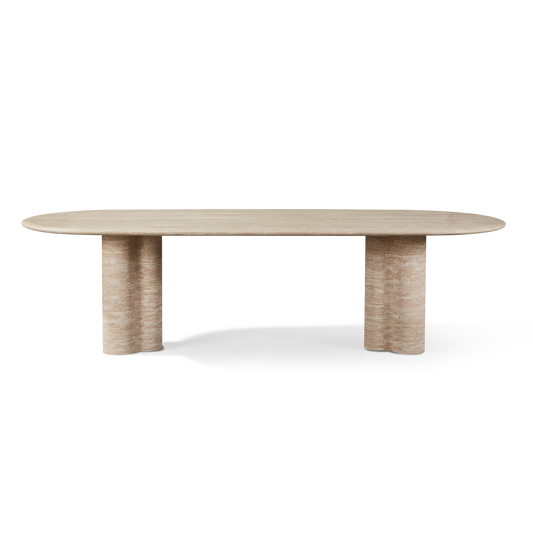 Porto Travertine Pill Dining Table 108"