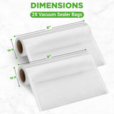 Vacuum Sealer Bags - Universal Air Vac Sealing Bags (2 Rolls, 20’ Ft. Total Length)