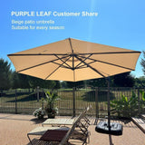 PURPLE LEAF Durable Patio Outdoor Umbrella Aluminum Round Cantilever Sun Yard Umbrellas For Pool, Deck
