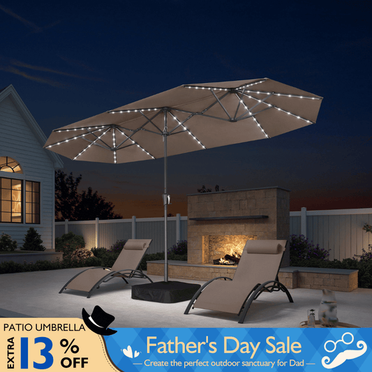 PURPLE LEAF Double-Sided Market Umbrella with Light Large Patio Umbrellas with Base