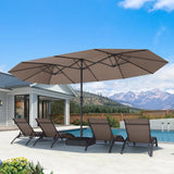 PURPLE LEAF Table Umbrella Double Sided Rectangular Patio Market Umbrella with Base
