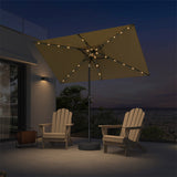 PURPLE LEAF Black Frame Tilting Market Umbrella with Lights Table Umbrella with Base Outside Patio