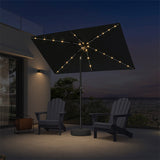 PURPLE LEAF Black Frame Tilting Market Umbrella with Lights Table Umbrella with Base Outside Patio