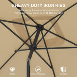 PURPLE LEAF Black Frame Outdoor Market Umbrellas Yard Tilting Patio Table Umbrella with Base