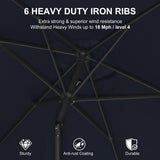 PURPLE LEAF Black Frame Outdoor Market Umbrellas Yard Tilting Patio Table Umbrella with Base