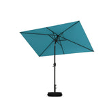PURPLE LEAF Black Frame Outdoor Market Umbrellas Yard Tilting Patio Table Umbrella with Base