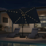 PURPLE LEAF Black Frame Tilting Market Umbrella with Lights Table Umbrella with Base Outside Patio