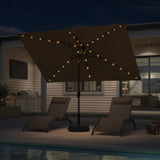 PURPLE LEAF Black Frame Tilting Market Umbrella with Lights Table Umbrella with Base Outside Patio