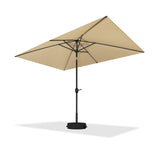 PURPLE LEAF Black Frame Tilting Market Umbrella with Lights Table Umbrella with Base Outside Patio