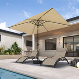 PURPLE LEAF Black Frame Tilting Market Umbrella with Lights Table Umbrella with Base Outside Patio