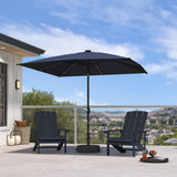 PURPLE LEAF Black Frame Tilting Market Umbrella with Lights Table Umbrella with Base Outside Patio
