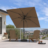 PURPLE LEAF Black Frame Tilting Market Umbrella with Lights Table Umbrella with Base Outside Patio