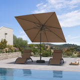 PURPLE LEAF Black Frame Outdoor Market Umbrellas Yard Tilting Patio Table Umbrella with Base