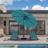 PURPLE LEAF Black Frame Outdoor Market Umbrellas Yard Tilting Patio Table Umbrella with Base