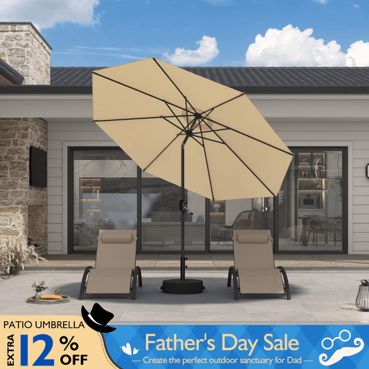 PURPLE LEAF Black Frame Outdoor Market Umbrellas Yard Tilting Patio Table Umbrella with Base