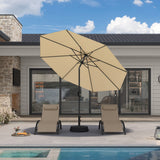 PURPLE LEAF Black Frame Outdoor Market Umbrellas Yard Tilting Patio Table Umbrella with Base