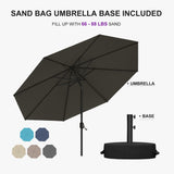 PURPLE LEAF Black Frame Outdoor Market Umbrellas Yard Tilting Patio Table Umbrella with Base