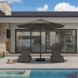 PURPLE LEAF Black Frame Outdoor Market Umbrellas Yard Tilting Patio Table Umbrella with Base