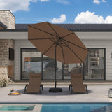 PURPLE LEAF Black Frame Outdoor Market Umbrellas Yard Tilting Patio Table Umbrella with Base