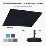 PURPLE LEAF Black Frame Outdoor Market Umbrellas Yard Tilting Patio Table Umbrella with Base