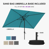 PURPLE LEAF Black Frame Outdoor Market Umbrellas Yard Tilting Patio Table Umbrella with Base