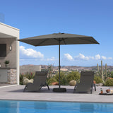 PURPLE LEAF Black Frame Outdoor Market Umbrellas Yard Tilting Patio Table Umbrella with Base