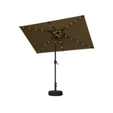PURPLE LEAF Black Frame Tilting Market Umbrella with Lights Table Umbrella with Base Outside Patio