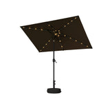 PURPLE LEAF Black Frame Tilting Market Umbrella with Lights Table Umbrella with Base Outside Patio