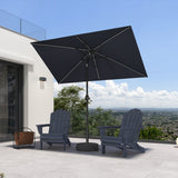 PURPLE LEAF Black Frame Tilting Market Umbrella with Lights Table Umbrella with Base Outside Patio