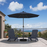 PURPLE LEAF Black Frame Tilting Market Umbrella with Lights Table Umbrella with Base Outside Patio