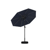 PURPLE LEAF Black Frame Tilting Market Umbrella with Lights Table Umbrella with Base Outside Patio