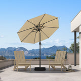 PURPLE LEAF Black Frame Tilting Market Umbrella with Lights Table Umbrella with Base Outside Patio