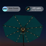 PURPLE LEAF Black Frame Tilting Market Umbrella with Lights Table Umbrella with Base Outside Patio