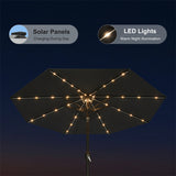 PURPLE LEAF Black Frame Tilting Market Umbrella with Lights Table Umbrella with Base Outside Patio