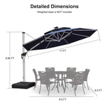 PURPLE LEAF Round Solar Lighted Cantilever Umbrella Outside Patio Umbrella with Lights