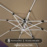 PURPLE LEAF SUNBRELLA Solar Cantilever Umbrella with Lights for Outdoor Patio